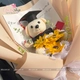 Bó hoa sáp hướng dương 3 bông kèm gấu bông tốt nghiệp giấy xốp gấm hàn quốc không nhăn mẫu 932
