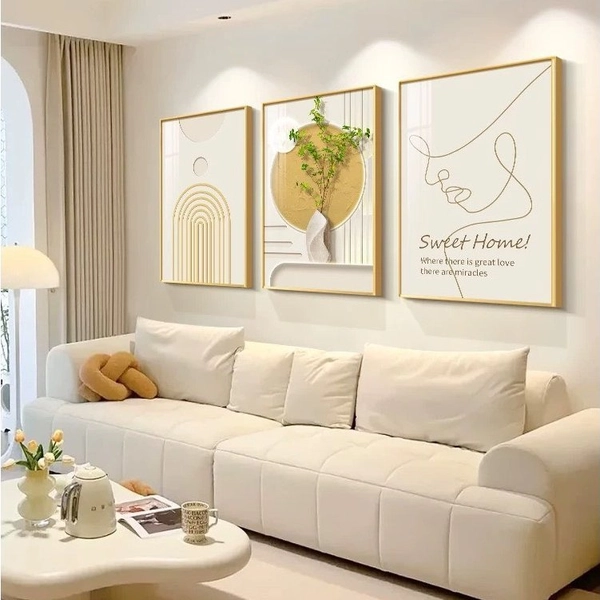 Tranh Treo Tường Bộ 3 Tấm Lá Xanh Nhiệt Đới Tươi Mát