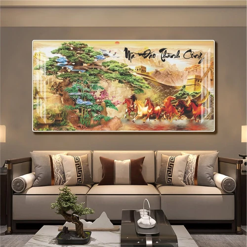 Tranh treo tường phòng khách mã đáo thành công mẫu 4005