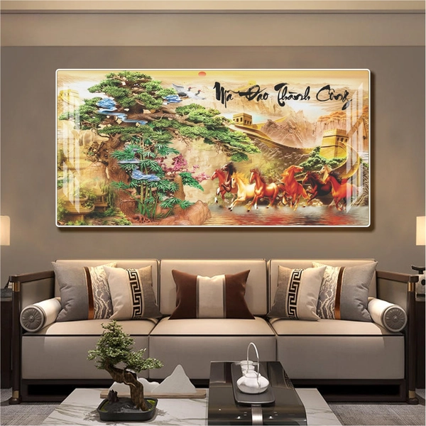 Tranh treo tường phòng khách mã đáo thành công mẫu 4005