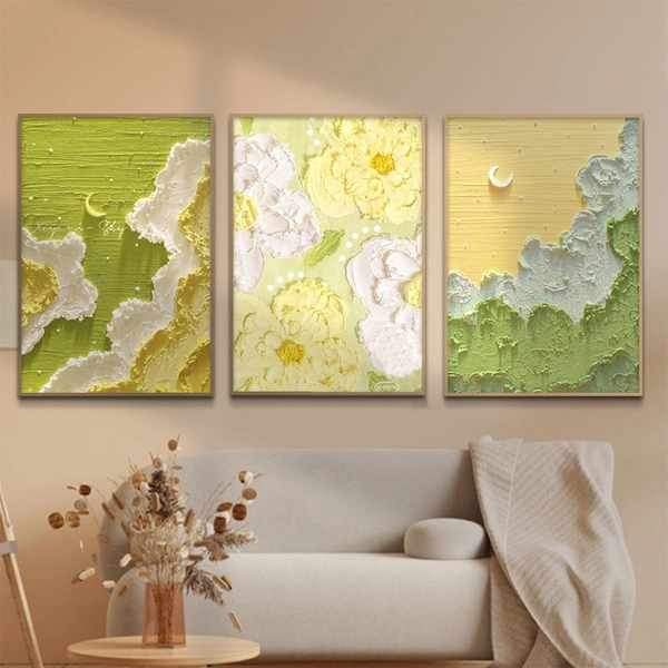 Tranh Treo Tường Hoa và Mặt Trăng Nghệ Thuật