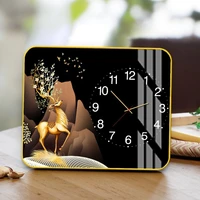 Tranh Đồng Hồ Để Bàn Hươu Vàng Sừng Hoa