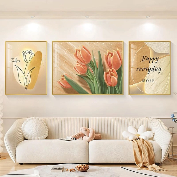 Tranh Treo Tường Hoa Tulip Cam Nghệ Thuật