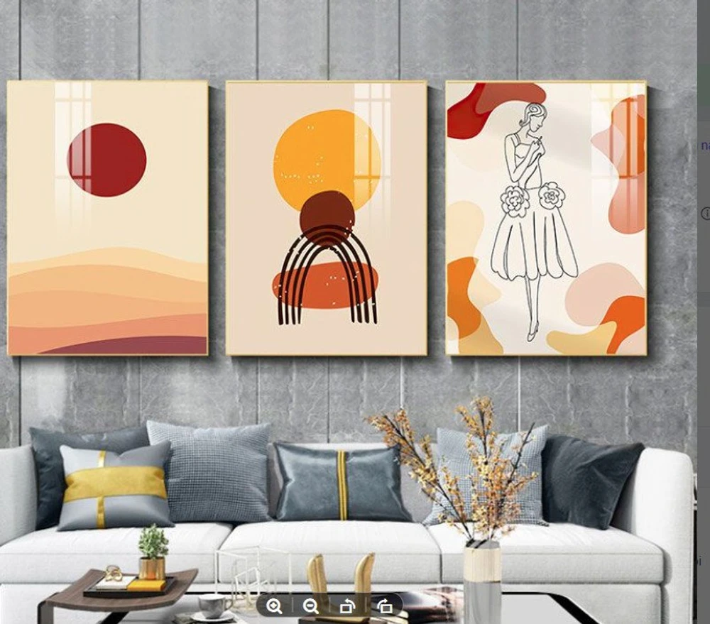 Bộ 3 Tấm Tranh Treo Tường Cô Gái Trừu Tượng Nghệ Thuật