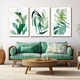Tranh treo tường bộ 3 tấm lá xanh nhiệt đới