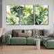 Tranh treo tường bộ 3 tấm lá xanh nhiệt đới