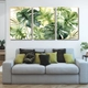 Tranh treo tường bộ 3 tấm lá xanh nhiệt đới