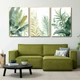 Tranh treo tường bộ 3 tấm lá xanh nhiệt đới