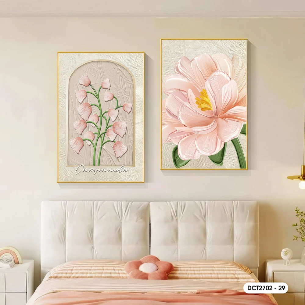 Tranh Treo Tường Bộ 2 Tấm Những Cành Hoa Khoe Sắc Nghệ Thuật 2