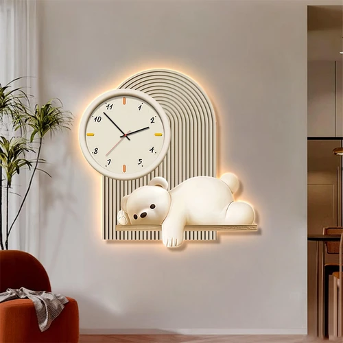 Tranh treo tường tráng gương có đèn LED gấu trắng nghệ thuật mẫu 313