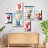 Set 6 Tranh Dán Tường Những Ly Kem Ngọt Ngào Có Keo Sẵn