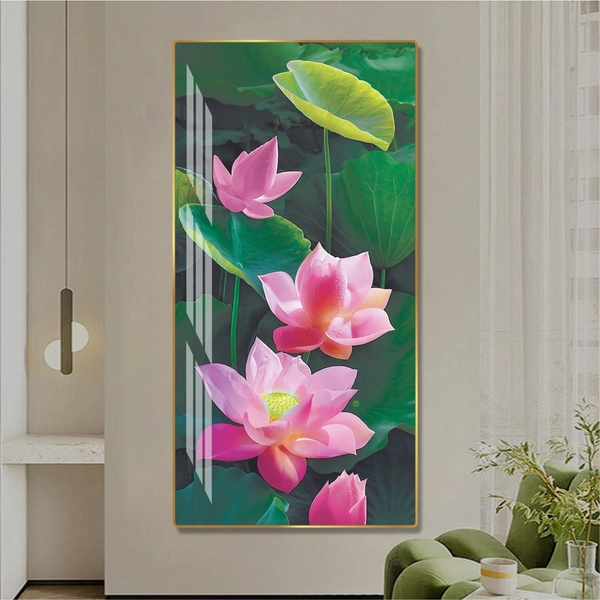 Tranh Tráng Gương Hoa Sen Hồng