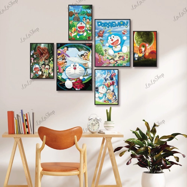 Set 6 Tranh Dán Tường Doraemon Có Keo Sẵn