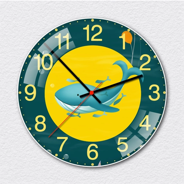 Đồng hồ treo tường cá heo xanh mẫu 2