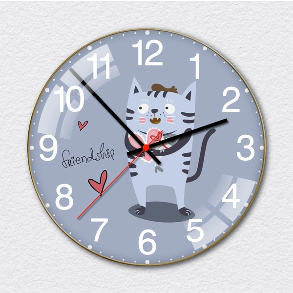 Đồng hồ treo tường mèo yêu cá