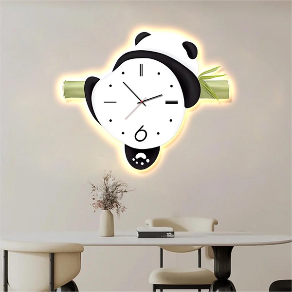 Tranh treo tường tráng gương có đèn LED gấu trúc nghệ thuật ngộ nghĩnh