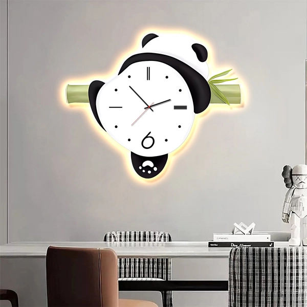 Tranh treo tường tráng gương có đèn LED gấu trúc nghệ thuật ngộ nghĩnh