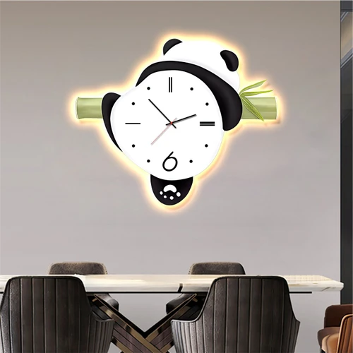 Tranh treo tường tráng gương có đèn LED gấu trúc nghệ thuật mẫu 314