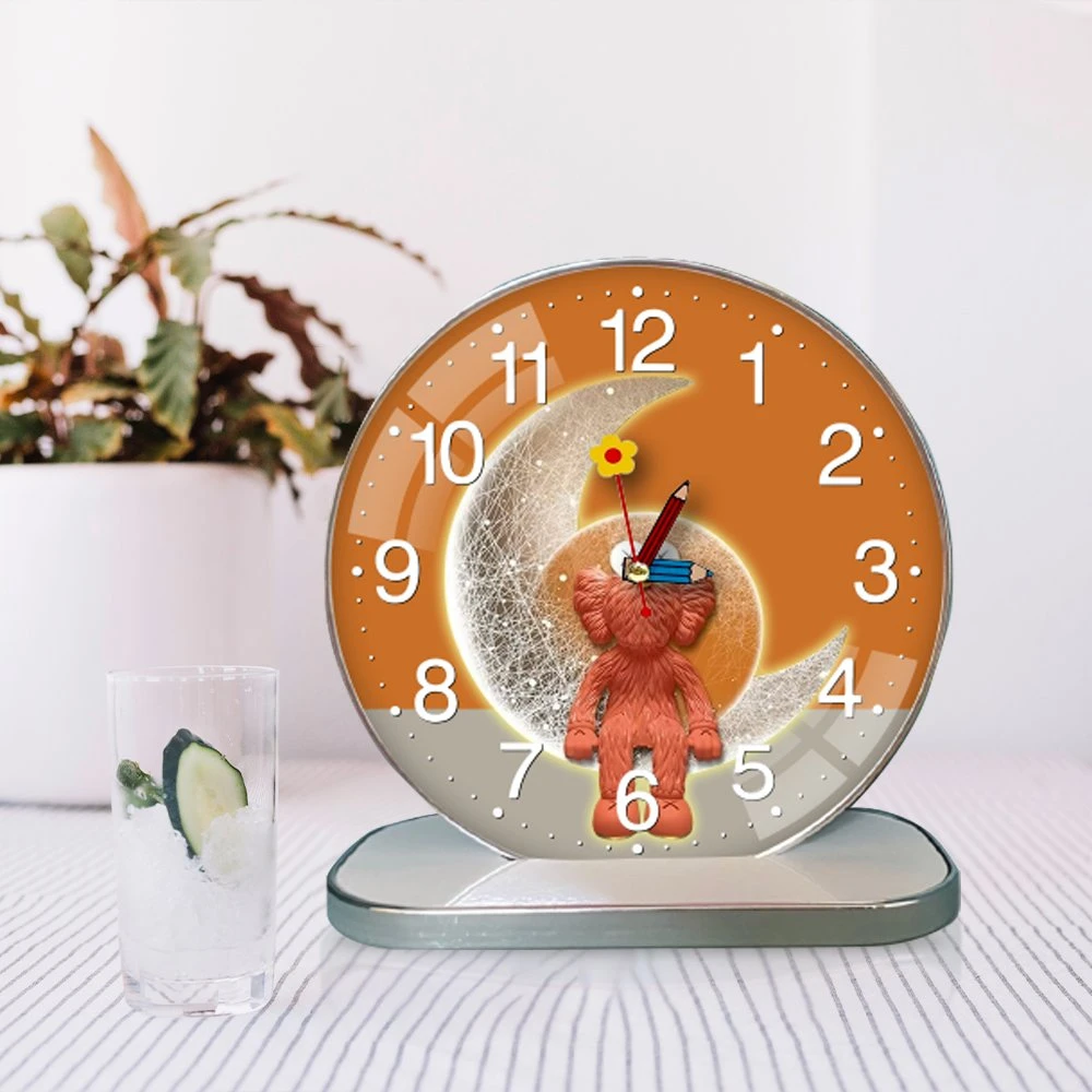 Tranh Đồng Hồ Để Bàn Chú Gấu Kaws Và Mặt Trăng Nghệ Thuật