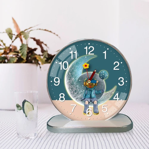 Tranh Đồng Hồ Để Bàn Phi Hành Gia Và Bong Bóng Xanh Nghệ Thuật
