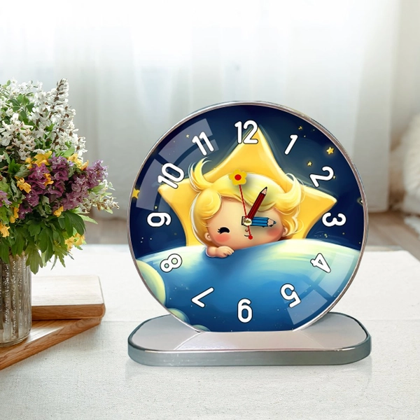 Tranh Đồng Hồ Để Bàn Bé Và Ngôi Sao Ngủ Ngon