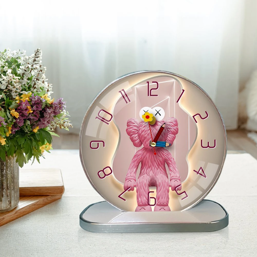 Tranh Đồng Hồ Để Bàn Gấu Kaws Hồng Nghệ Thuật