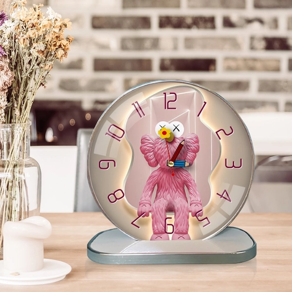 Tranh Đồng Hồ Để Bàn Gấu Kaws Hồng Nghệ Thuật