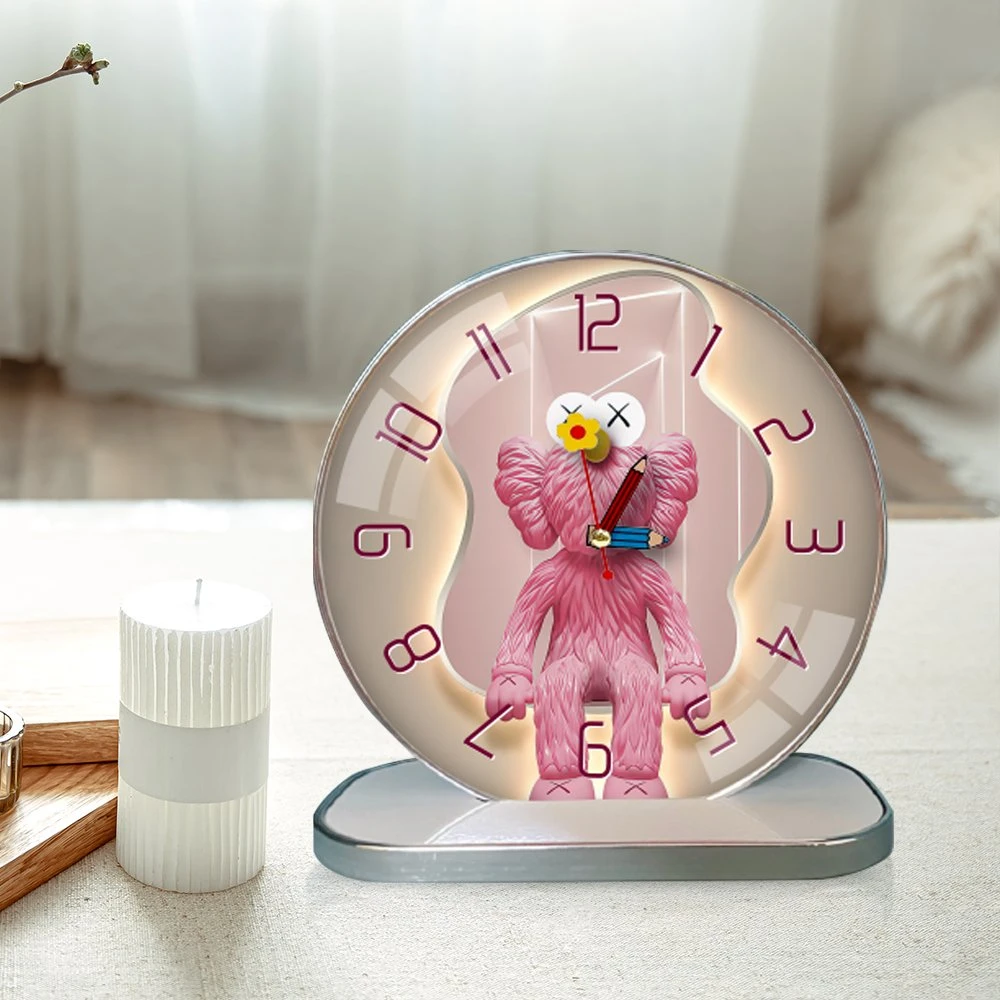 Tranh Đồng Hồ Để Bàn Gấu Kaws Hồng Nghệ Thuật