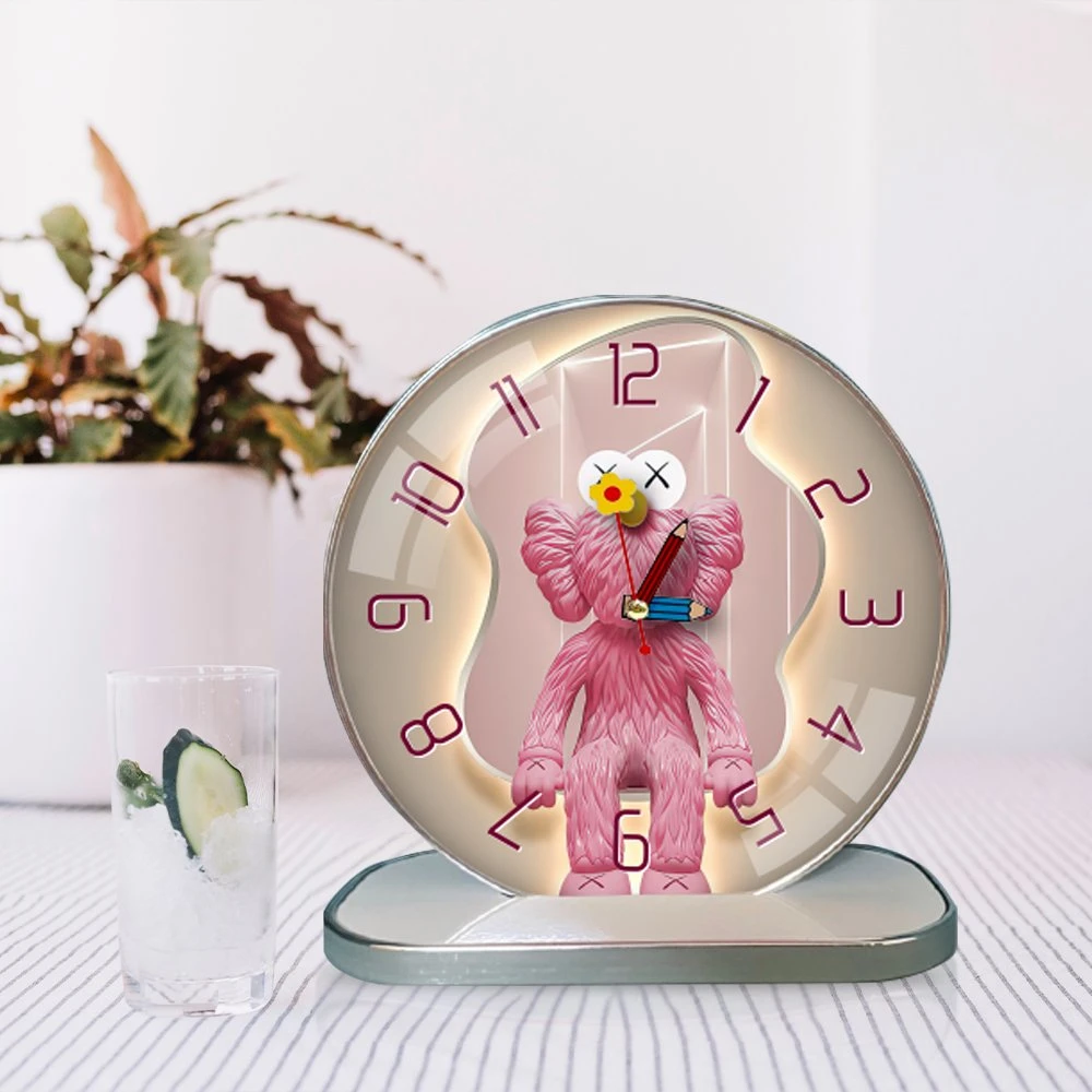 Tranh Đồng Hồ Để Bàn Gấu Kaws Hồng Nghệ Thuật