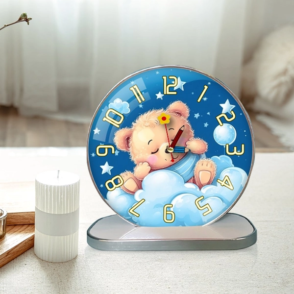 Tranh Đồng Hồ Để Bàn Gấu Và Mây Trắng Ngủ Ngon