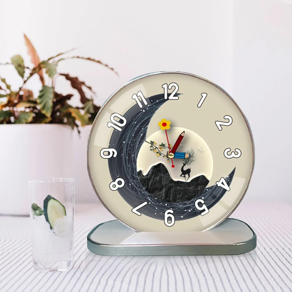 Tranh Đồng Hồ Để Bàn Hươu Và Ánh Trăng Nghệ Thuật