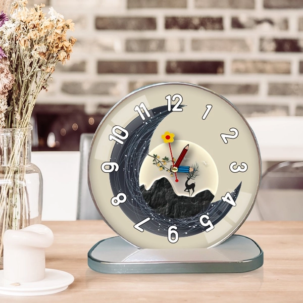 Tranh Đồng Hồ Để Bàn Hươu Và Ánh Trăng Nghệ Thuật