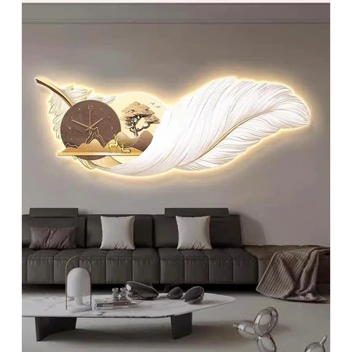 Tranh Đồng Hồ Đèn Led Đôi Hươu Vàng Tài Lộc Nghệ Thuật