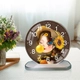 Tranh Đồng Hồ Để Bàn Cô Bé Tóc Nâu Và Hoa Hướng Dương