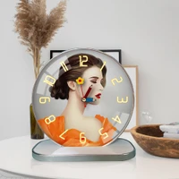 (Viền bạc)Tranh Đồng Hồ Để Bàn Cô Gái Nghệ Thuật