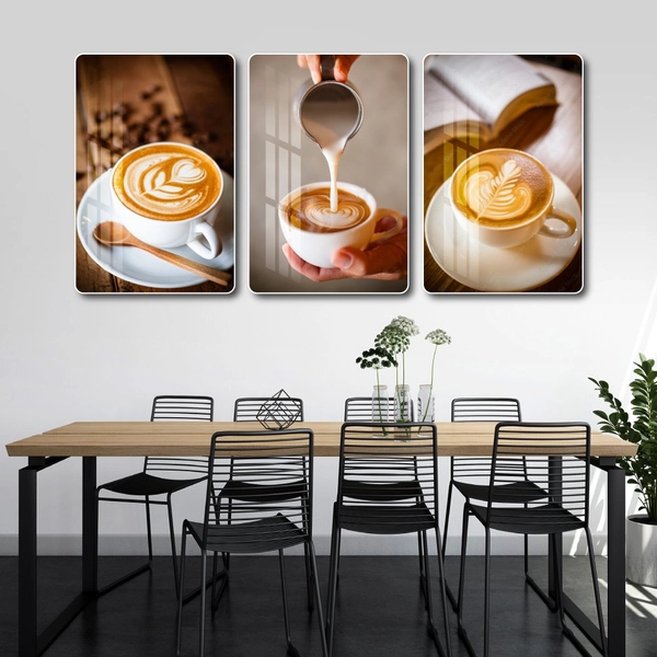 Bộ 3 Tranh Treo Tường Nghệ Thuật Latte Trang Trí Quán Cà Phê & Phòng Ăn