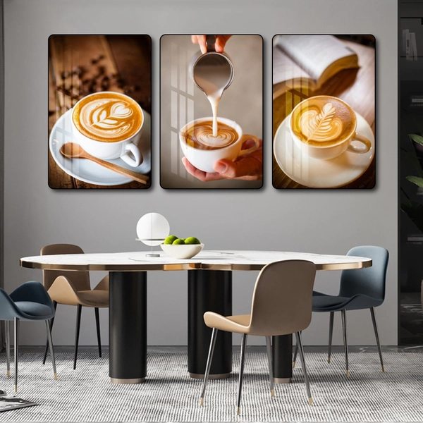 Bộ 3 Tranh Treo Tường Nghệ Thuật Latte Trang Trí Quán Cà Phê & Phòng Ăn
