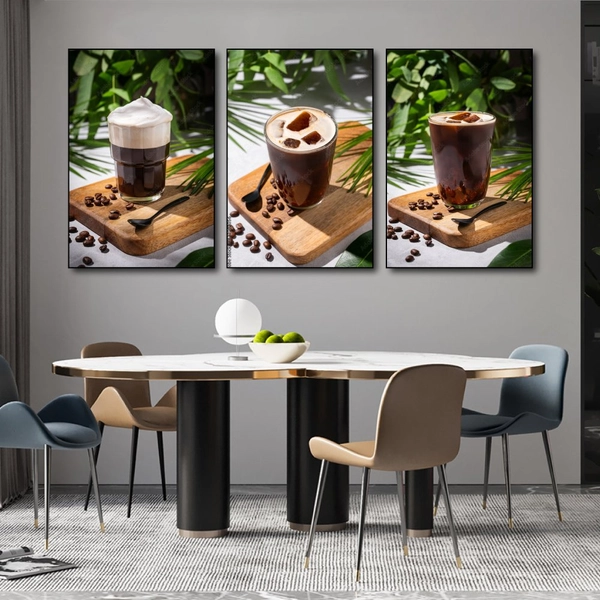 Tranh Treo Tường Bộ 3 tấm Coffee Nghệ Thuật Mẫu 6