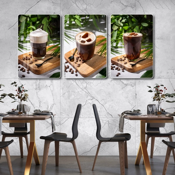 Tranh Treo Tường Bộ 3 tấm Coffee Nghệ Thuật Mẫu 6