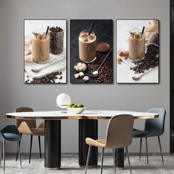 Tranh Treo Tường Bộ 3 tấm Coffee Nghệ Thuật Mẫu 6