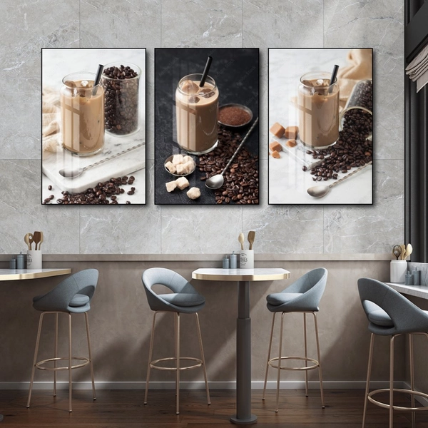 Tranh Treo Tường Bộ 3 tấm Coffee Nghệ Thuật Mẫu 6