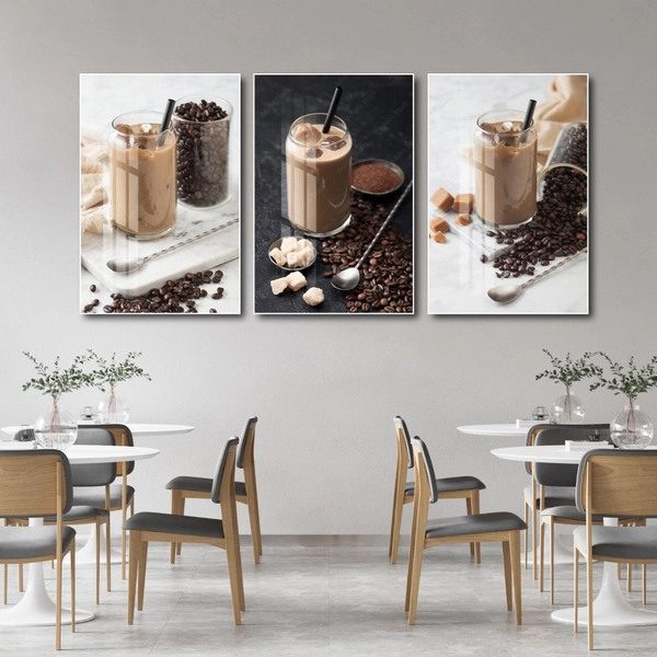 Tranh Treo Tường Bộ 3 tấm Coffee Nghệ Thuật Mẫu 6