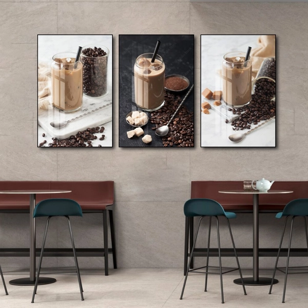 Tranh Treo Tường Bộ 3 tấm Coffee Nghệ Thuật Mẫu 6
