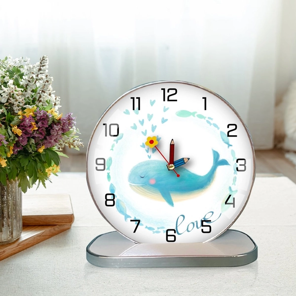 Tranh Đồng Hồ Để Bàn Cá Voi Xanh