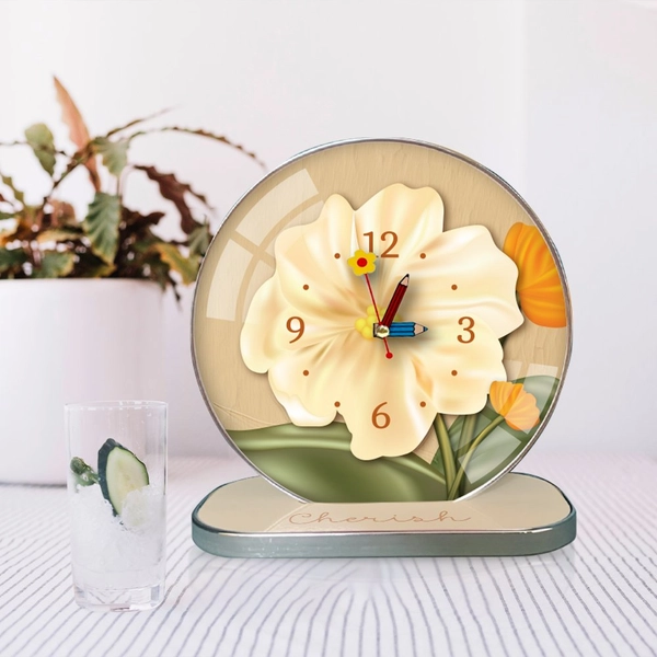 Tranh Đồng Hồ Để Bàn Cành Hoa Nghệ Thuật