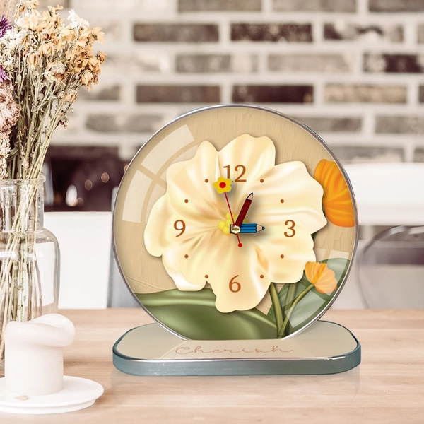 Tranh Đồng Hồ Để Bàn Cành Hoa Nghệ Thuật