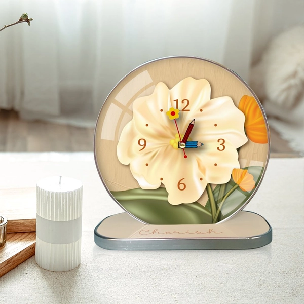 Tranh Đồng Hồ Để Bàn Cành Hoa Nghệ Thuật