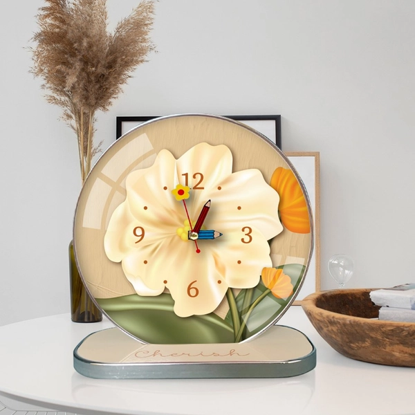 Tranh Đồng Hồ Để Bàn Cành Hoa Nghệ Thuật