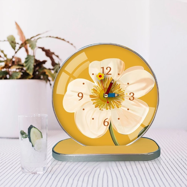 Tranh Đồng Hồ Để Bàn Cành Hoa Nghệ Thuật