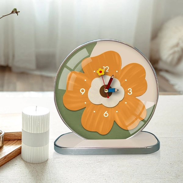 Tranh Đồng Hồ Để Bàn Hoa lá Nghệ Thuật